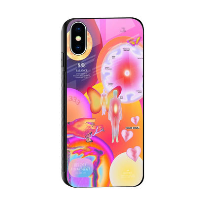 Cosmic Trinity sleek iphone xs cover with tempered glass back and TPU edges