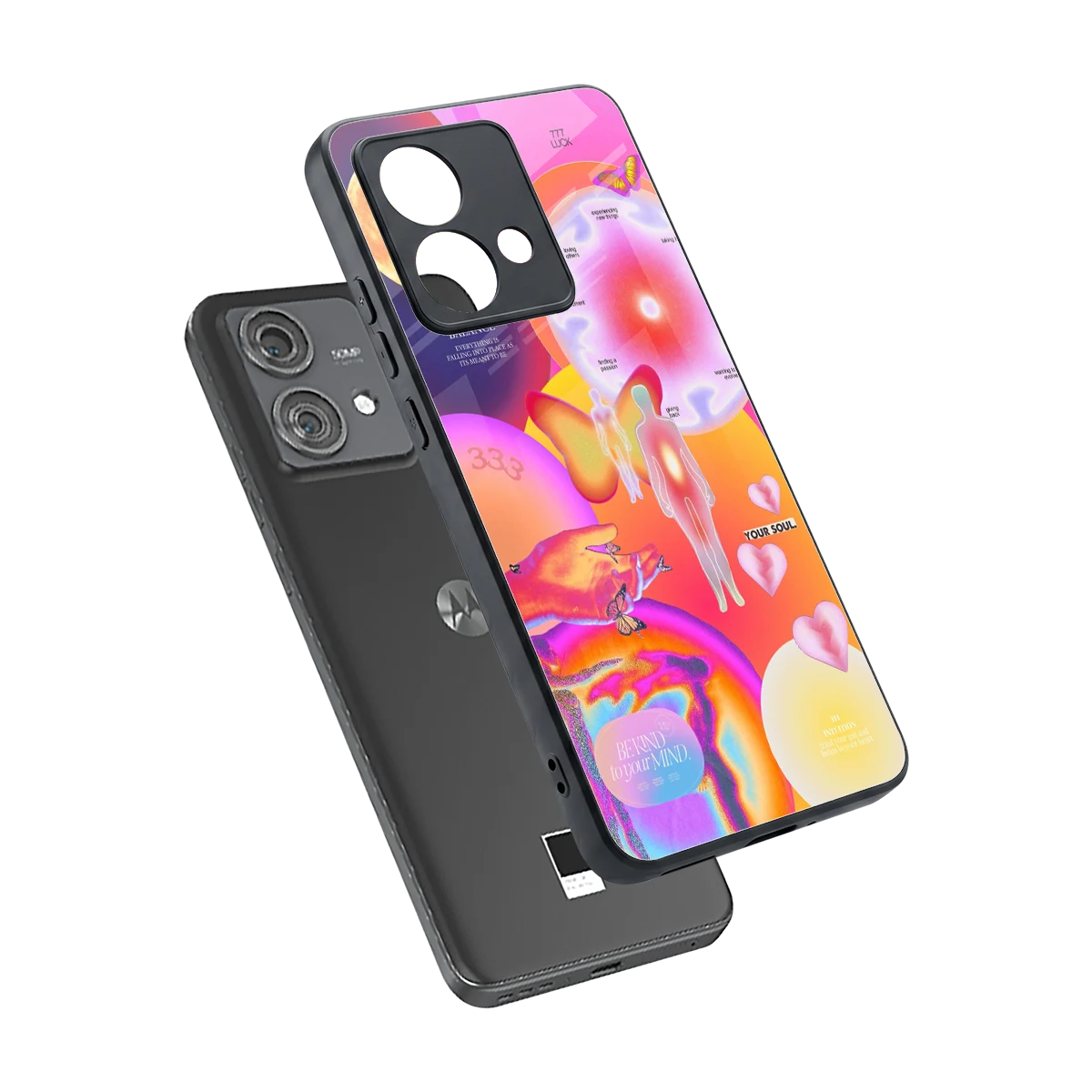 Cosmic Trinity sleek motorola edge 40 neo 5g cover with tempered glass back and TPU edges