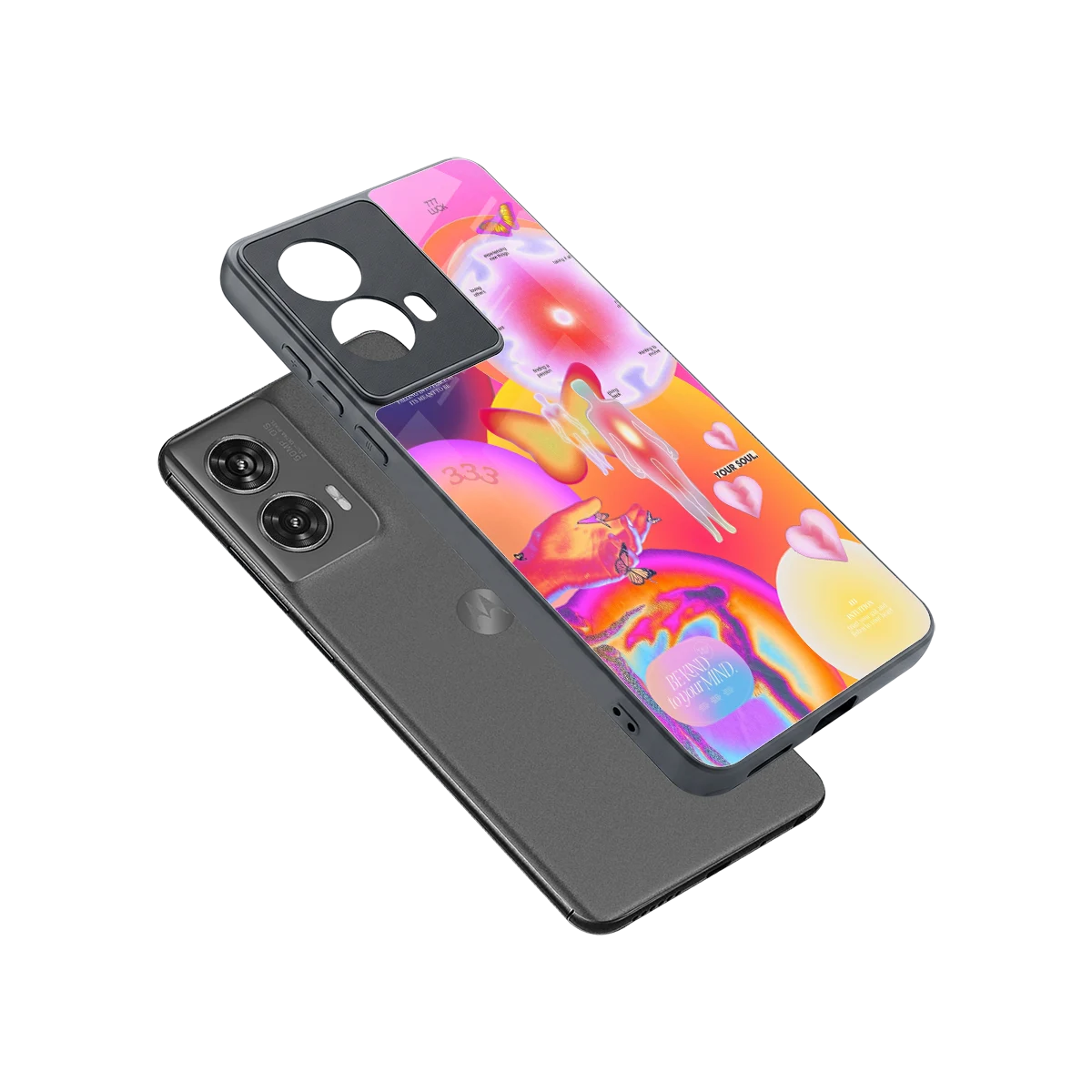 Cosmic Trinity sleek motorola edge 50 fusion cover with tempered glass back and TPU edges