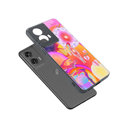 Cosmic Trinity sleek motorola edge 50 fusion cover with tempered glass back and TPU edges
