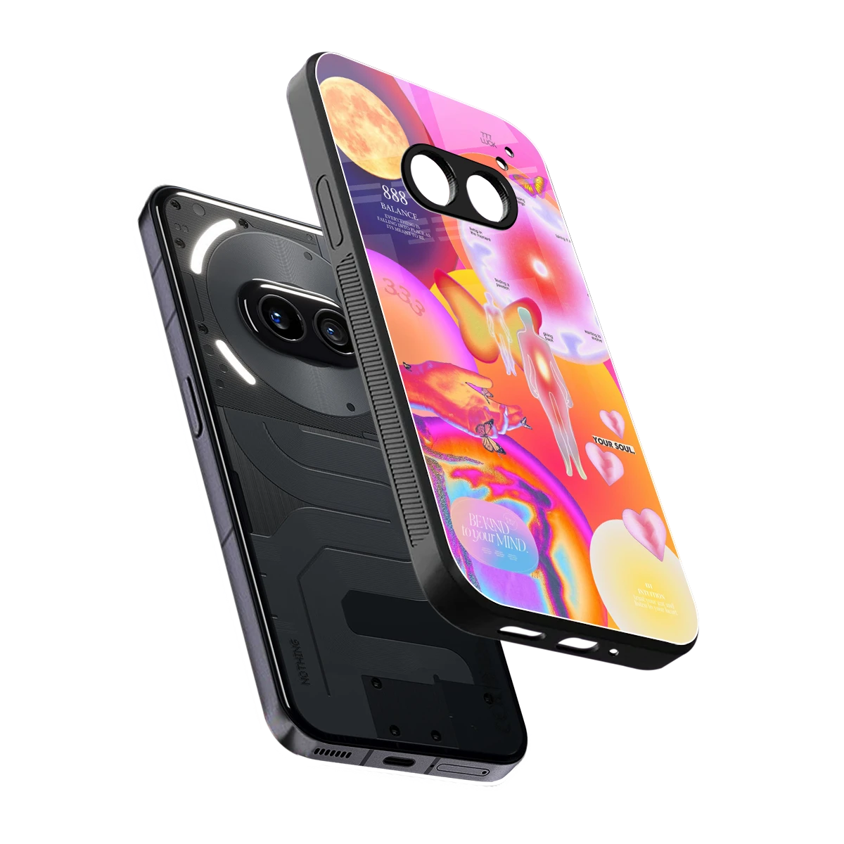 Cosmic Trinity sleek nothing phone 2a cover with tempered glass back and TPU edges