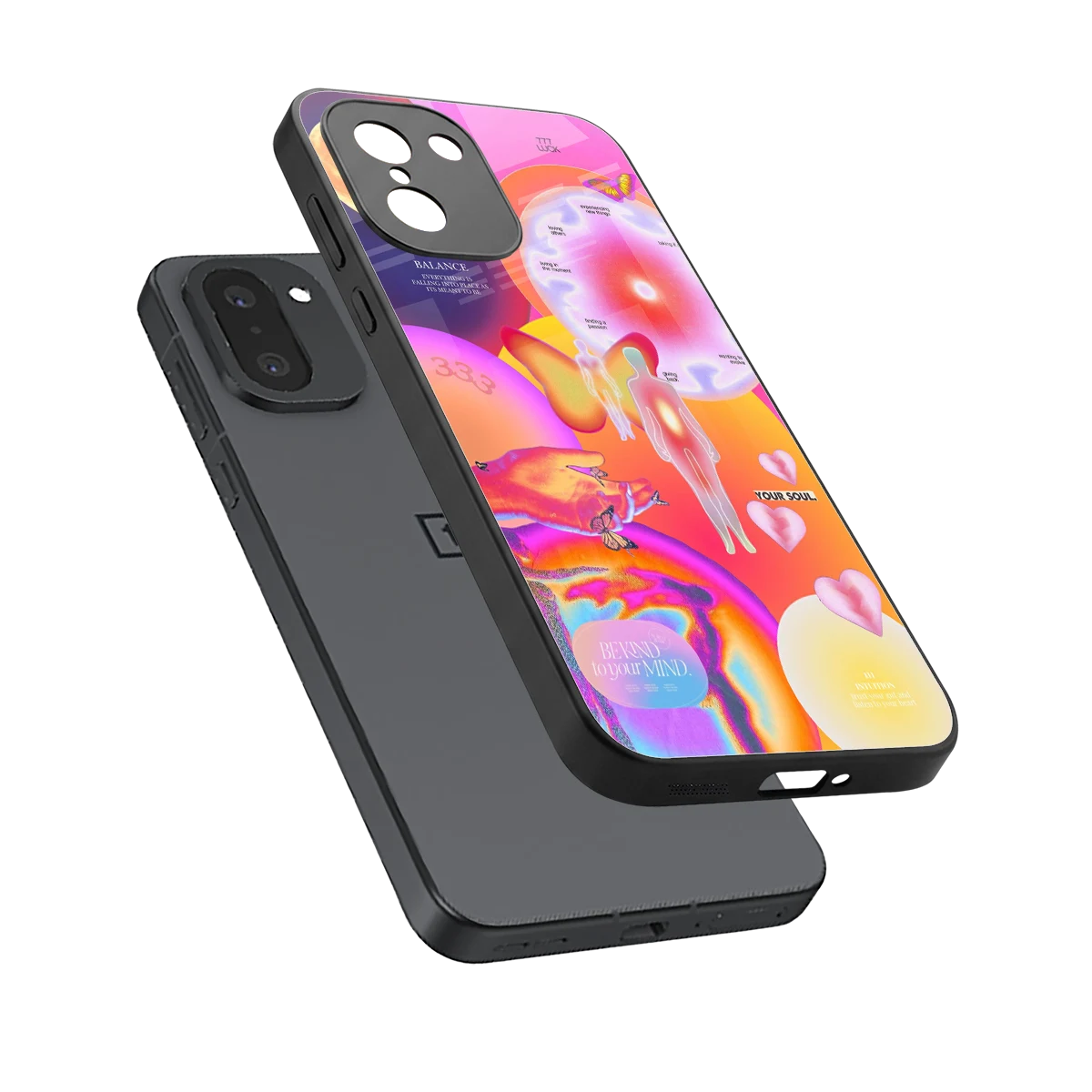 Cosmic Trinity sleek oneplus 15r cover with tempered glass back and TPU edges