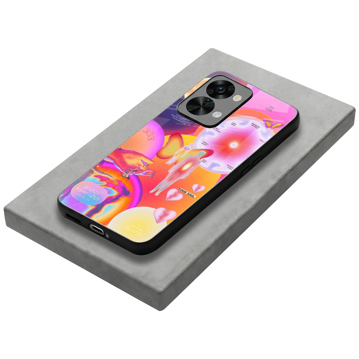 Cosmic Trinity stylish phone case for oneplus nord 2t | glossy glass and slim fit
