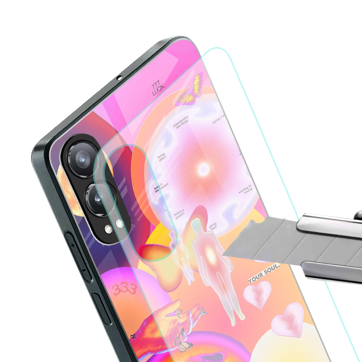 Cosmic Trinity stylish phone case for oneplus nord ce 4 lite | glossy glass and slim fit