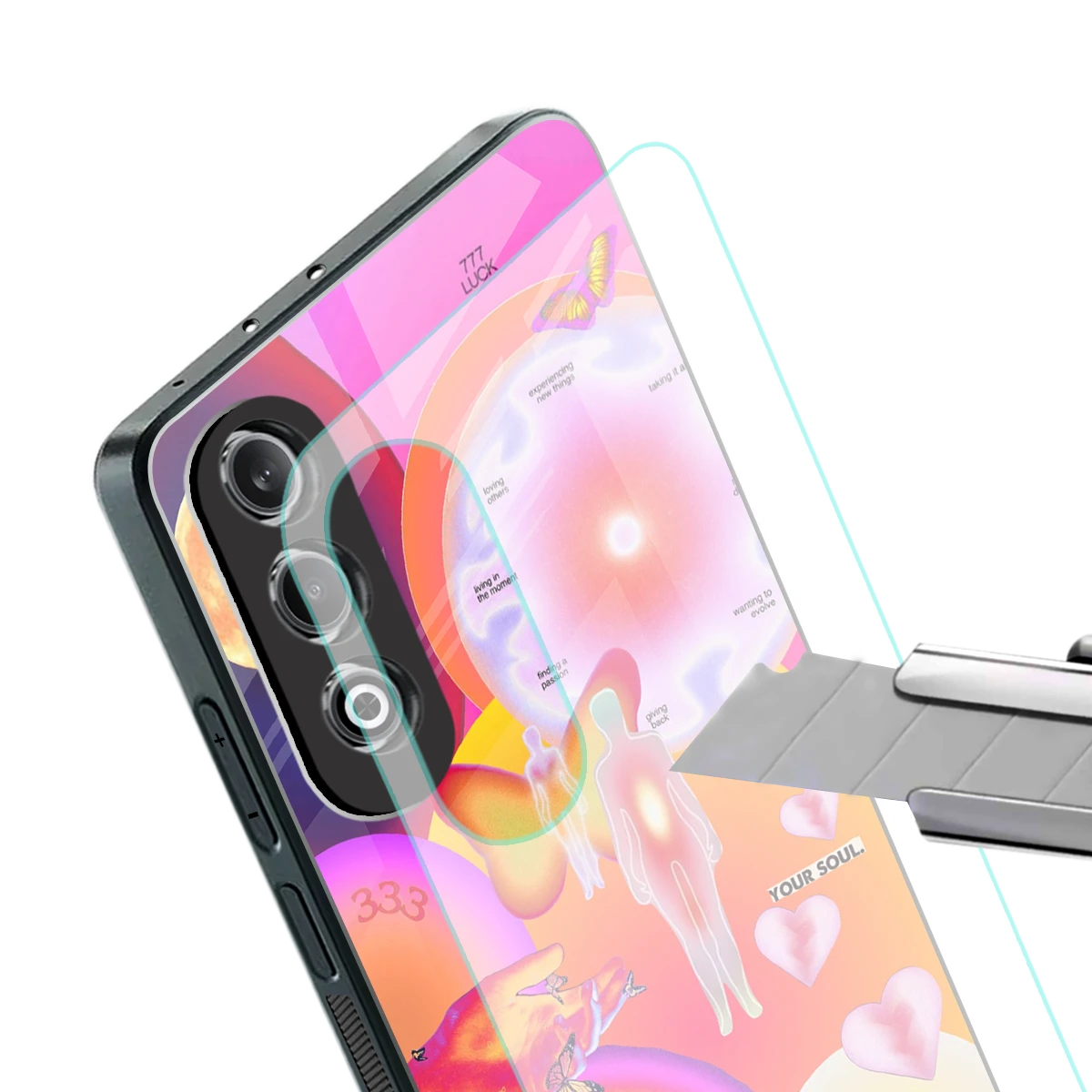 Cosmic Trinity stylish phone case for oneplus nord ce 4 | glossy glass and slim fit