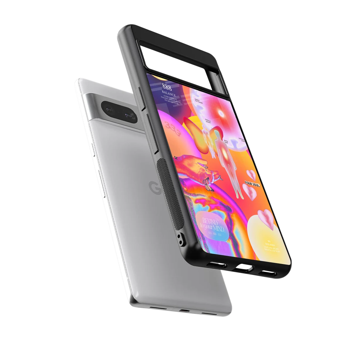 Cosmic Trinity sleek google pixel 7a cover with tempered glass back and TPU edges