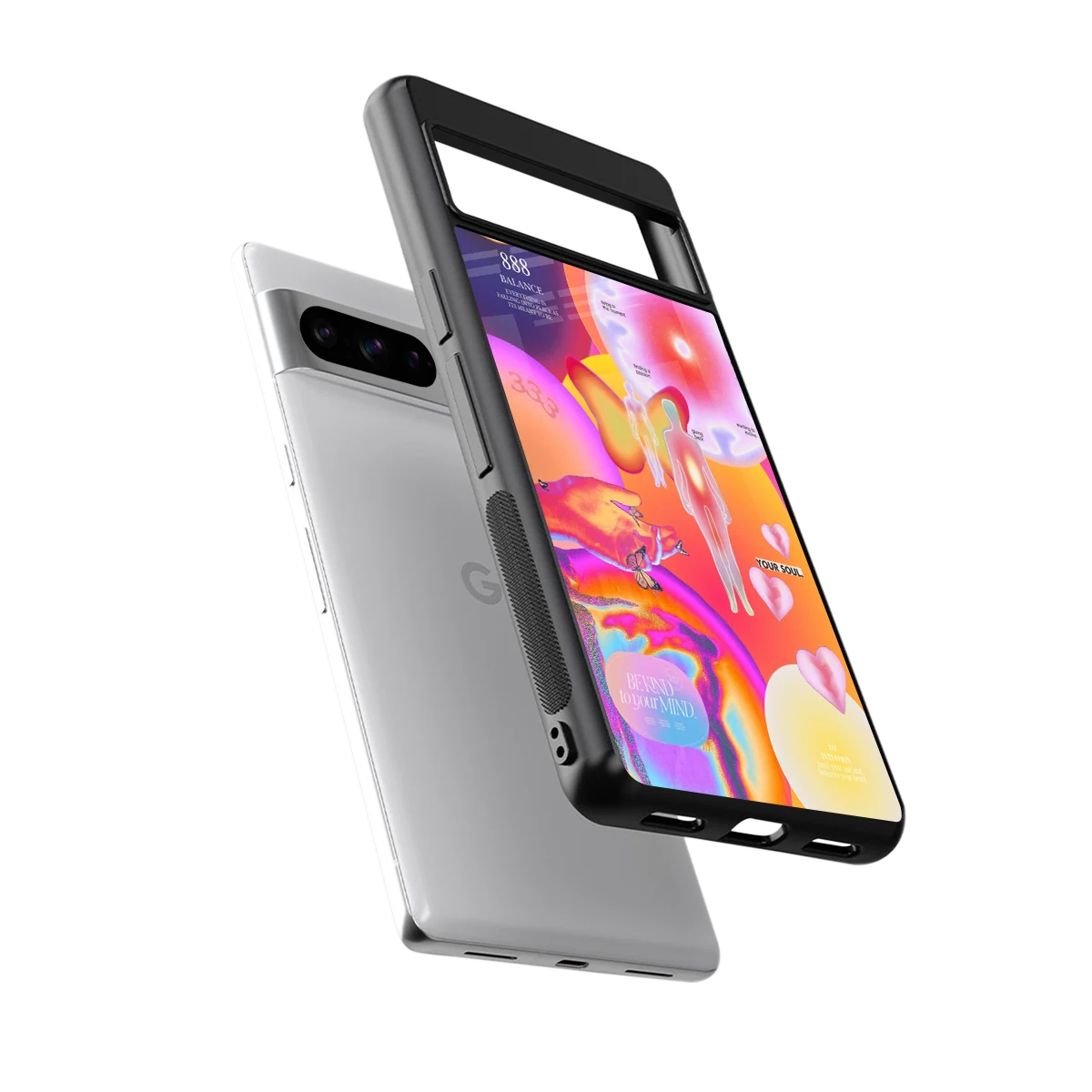 Cosmic Trinity sleek google pixel 8 pro cover with tempered glass back and TPU edges