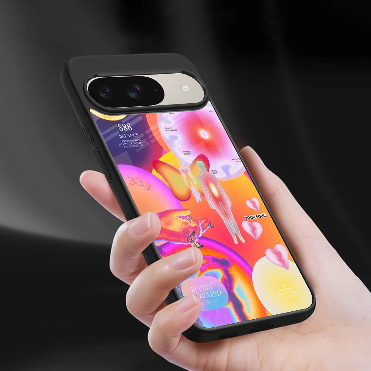 Cosmic Trinity sleek google pixel 9 cover with tempered glass back and TPU edges