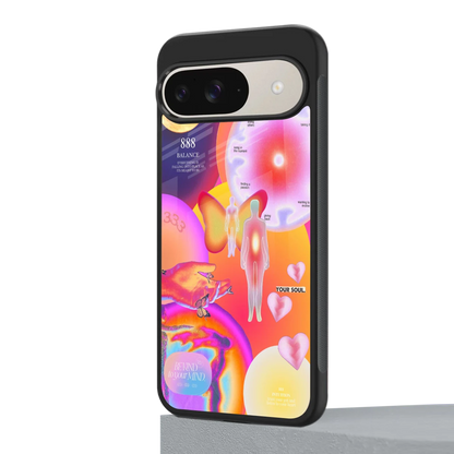 Cosmic Trinity google pixel 9 mobile cover | shockproof glass phone case