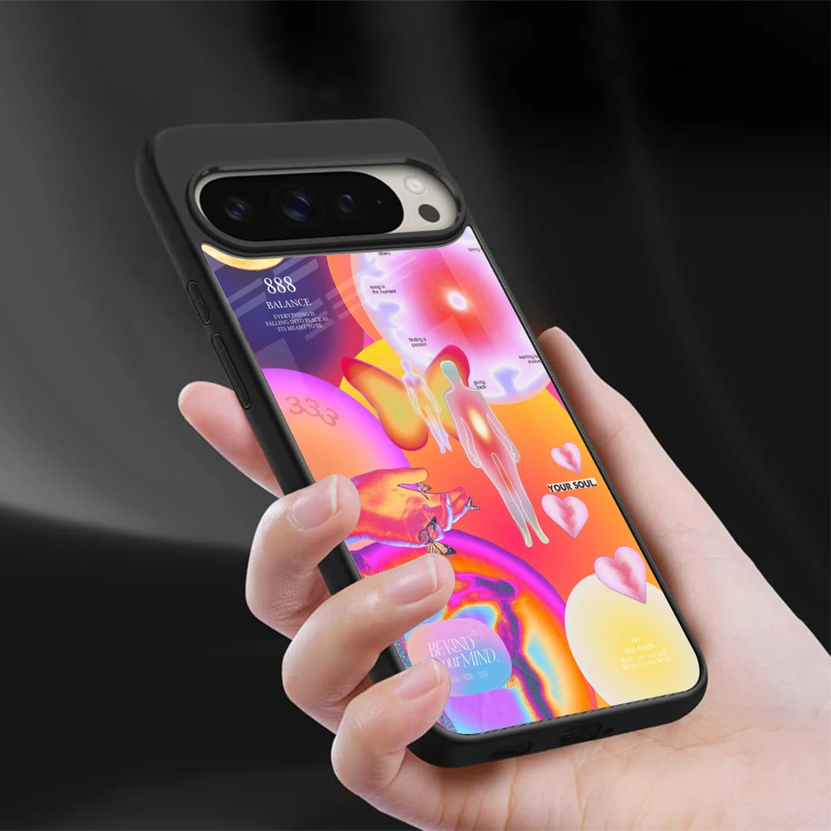 Cosmic Trinity sleek google pixel 9 pro xl cover with tempered glass back and TPU edges