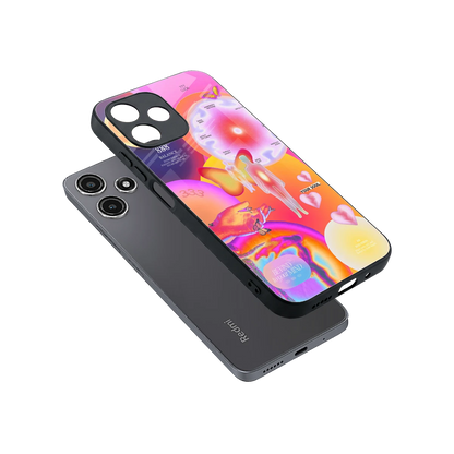 Cosmic Trinity sleek redmi 12 5g cover with tempered glass back and TPU edges
