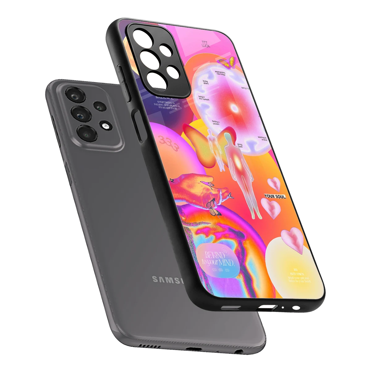 Cosmic Trinity sleek samsung galaxy a23 cover with tempered glass back and TPU edges