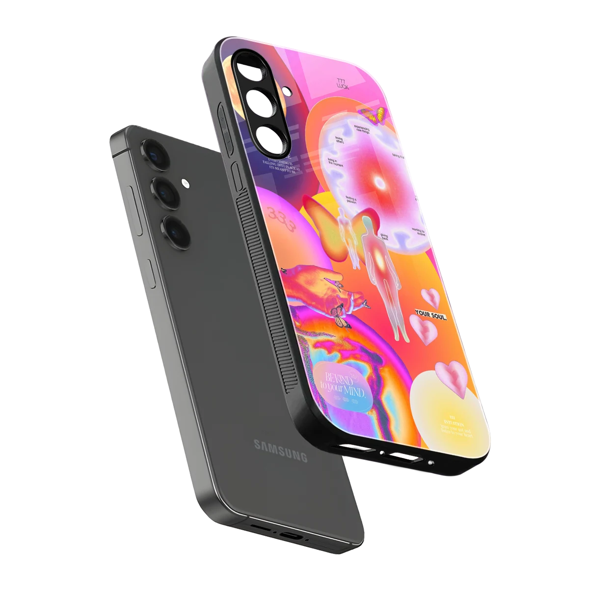 Cosmic Trinity sleek samsung galaxy a14 5g cover with tempered glass back and TPU edges