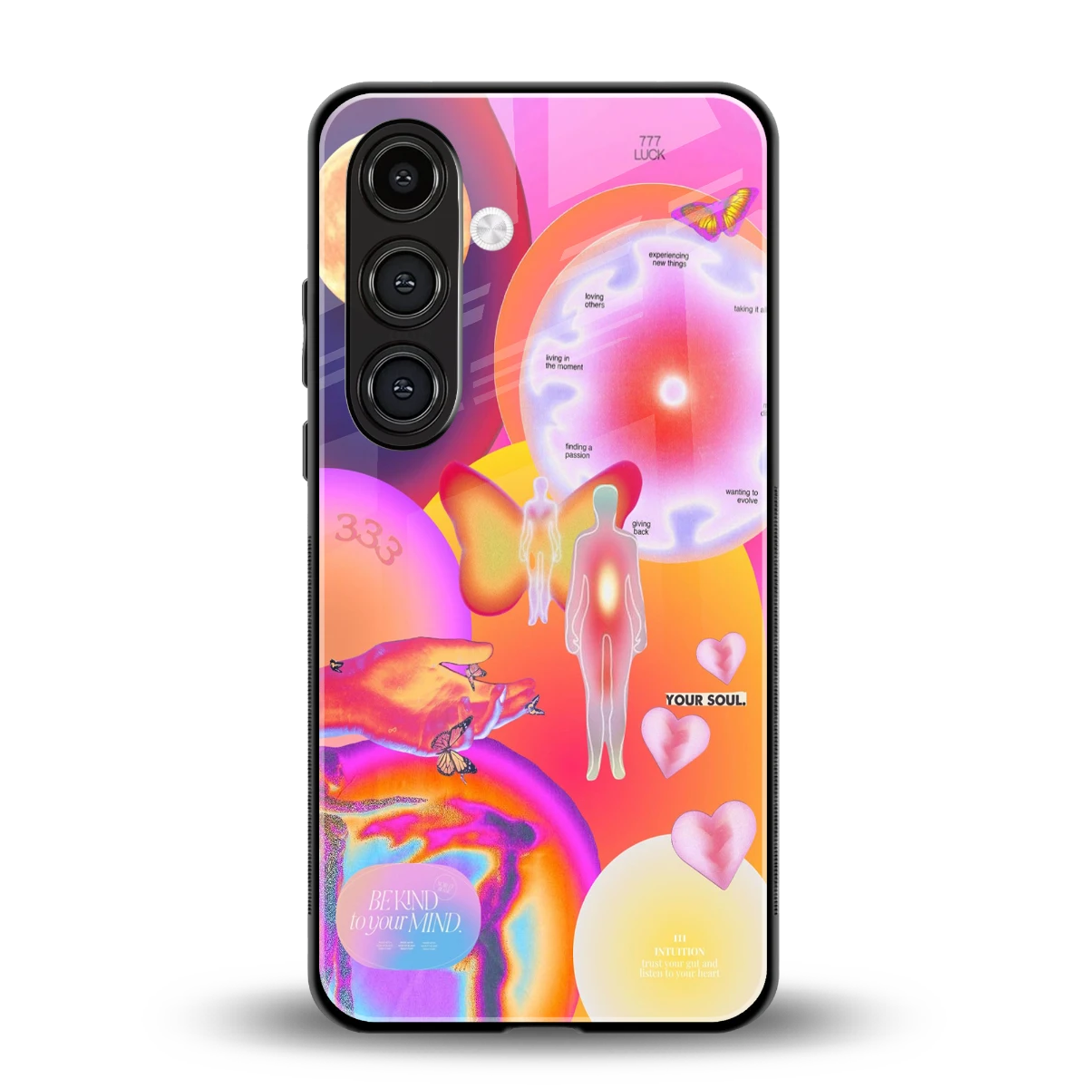 Cosmic Trinity back phone cover | glass case for samsung galaxy s25 plus