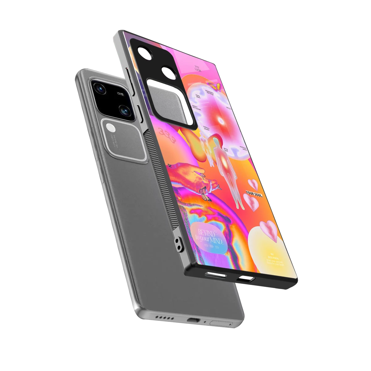 Cosmic Trinity sleek vivo v30 cover with tempered glass back and TPU edges