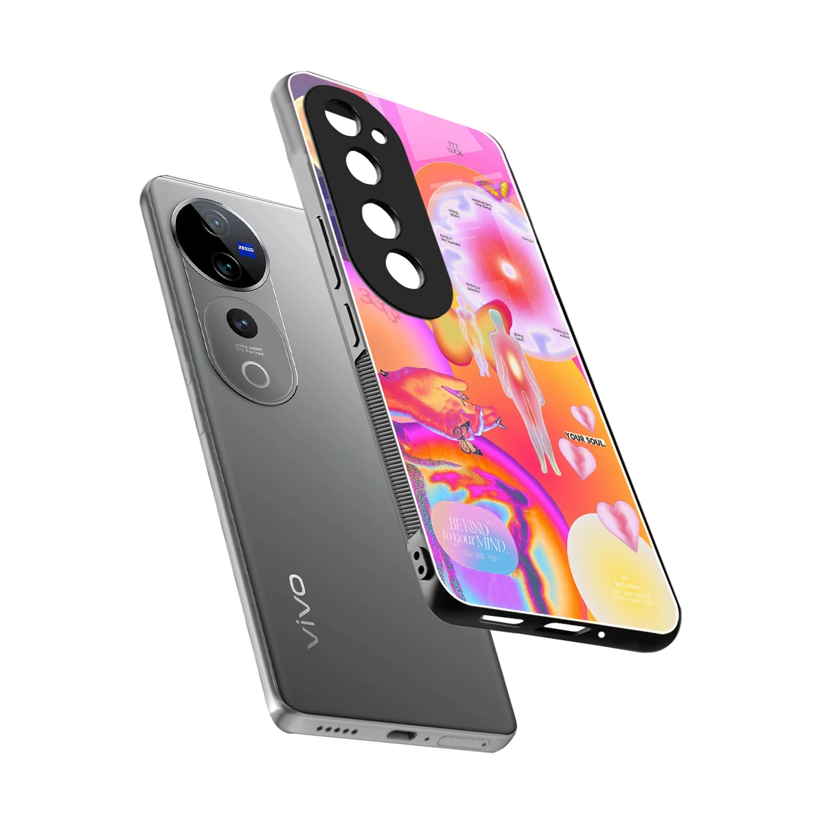 Cosmic Trinity sleek vivo v40 pro cover with tempered glass back and TPU edges