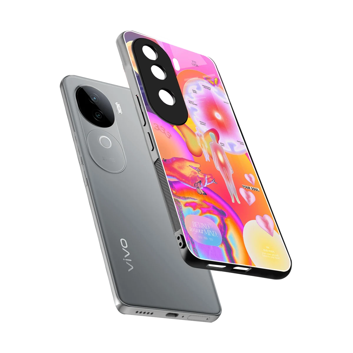 Cosmic Trinity sleek vivo v40e cover with tempered glass back and TPU edges