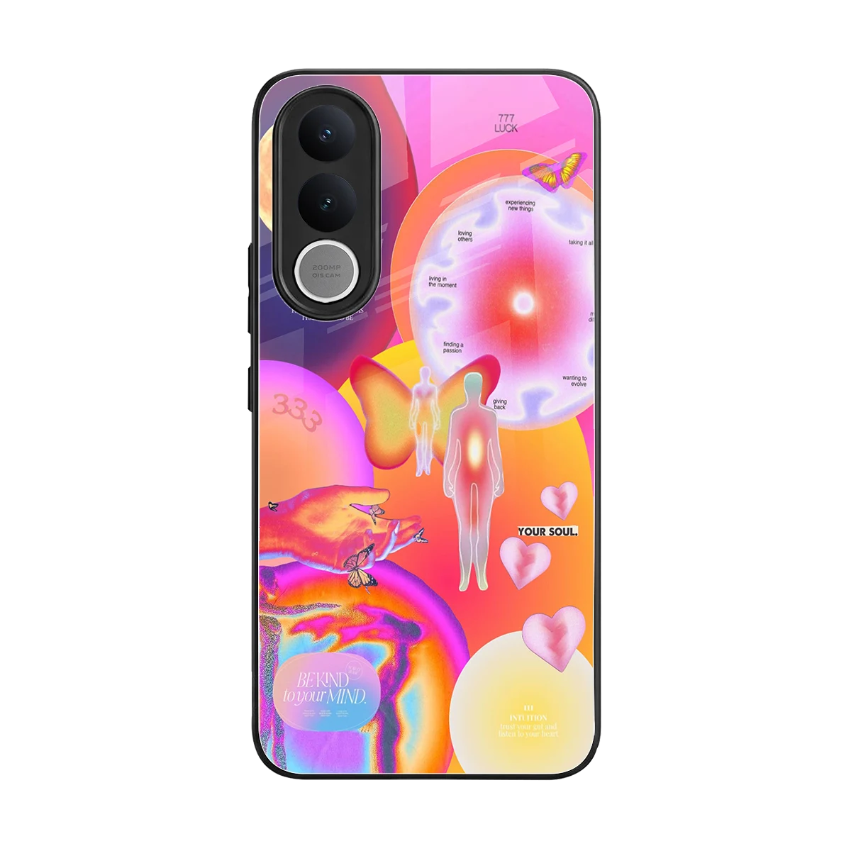 Cosmic Trinity back phone cover | glass case for vivo v70 fe