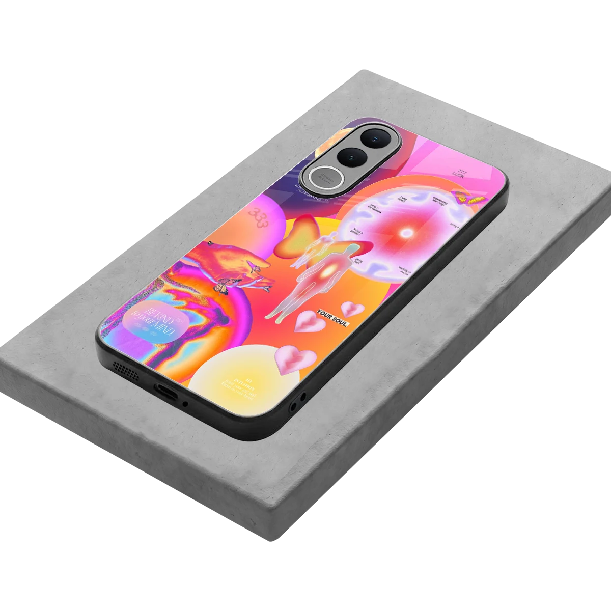 Cosmic Trinity stylish phone case for vivo v70 fe | glossy glass and slim fit