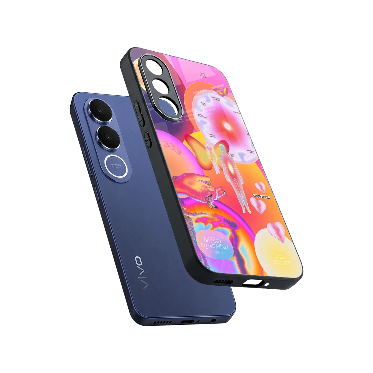 Cosmic Trinity sleek vivo v70 fe cover with tempered glass back and TPU edges