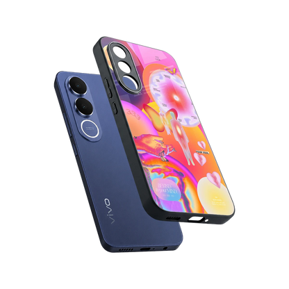Cosmic Trinity sleek vivo v70 fe cover with tempered glass back and TPU edges