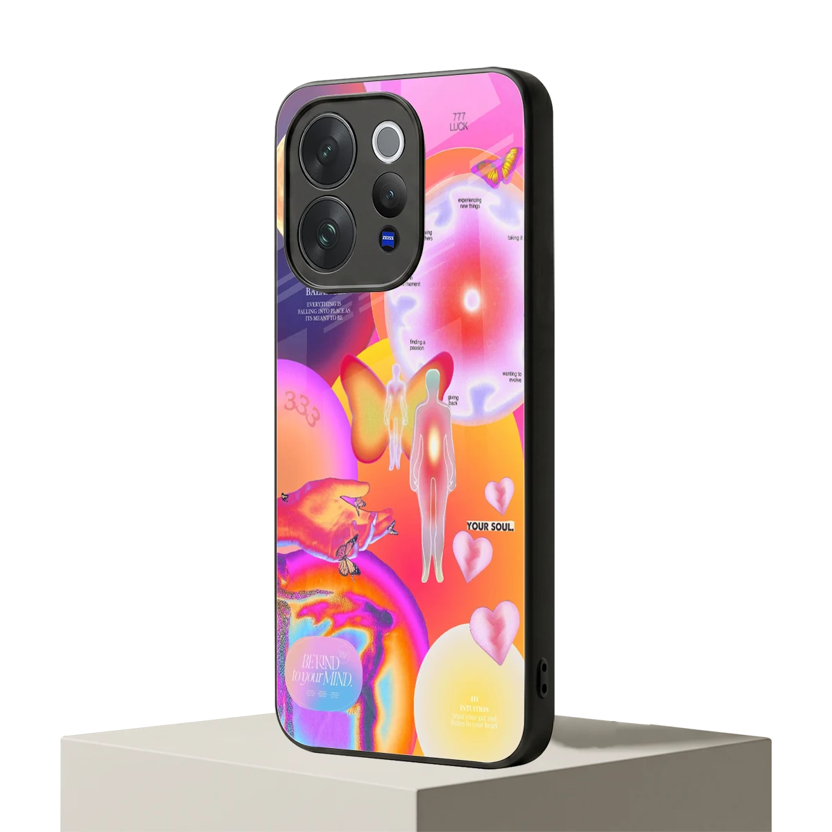 Cosmic Trinity vivo v70 mobile cover | shockproof glass phone case