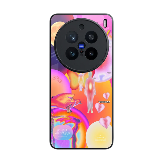 Cosmic Trinity back phone cover | glass case for vivo x200 pro