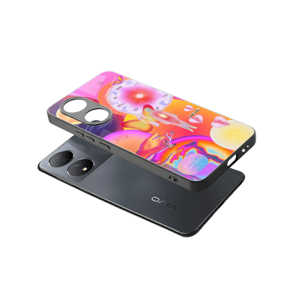 Cosmic Trinity sleek Vivo-y100 cover with tempered glass back and TPU edges