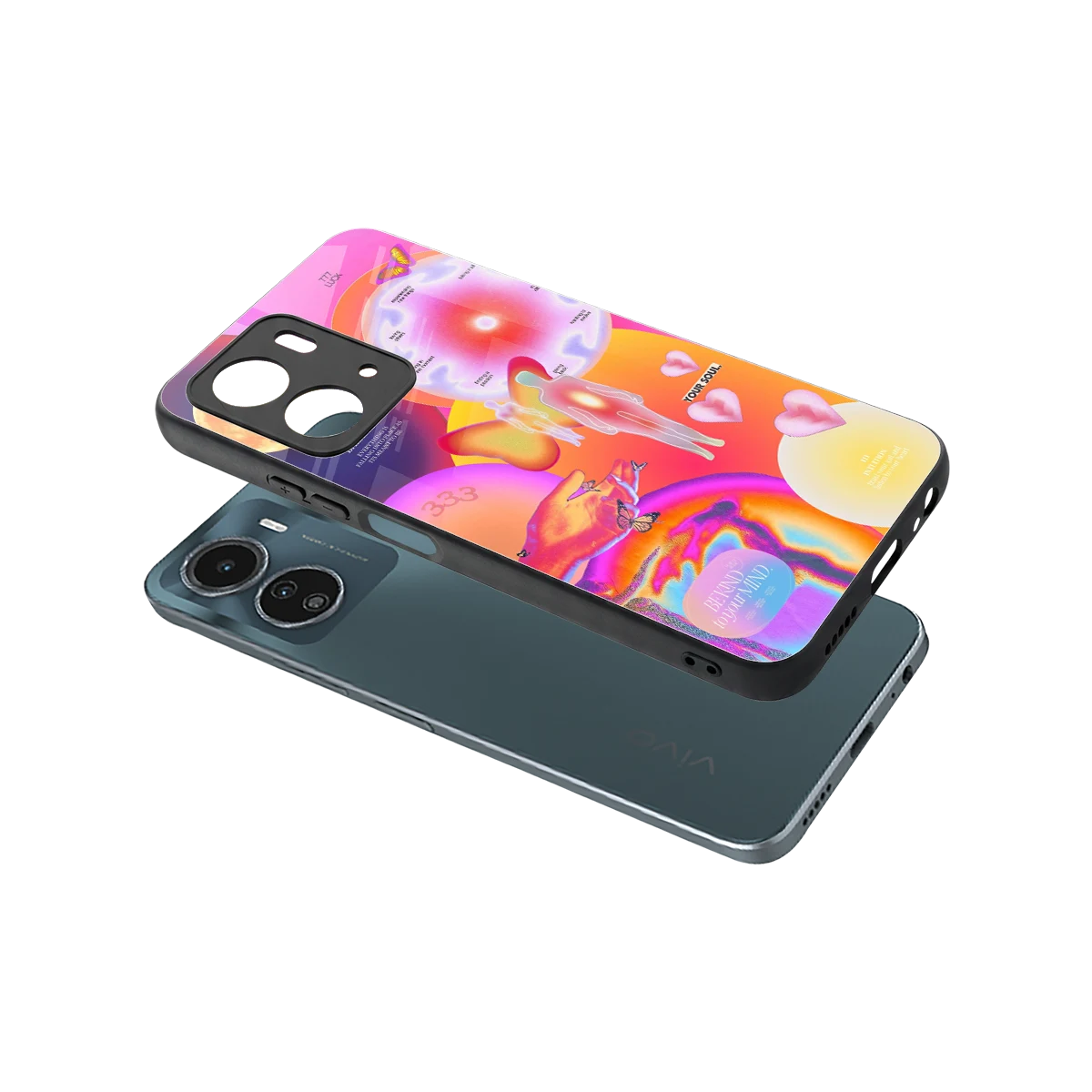 Cosmic Trinity sleek vivo y16 cover with tempered glass back and TPU edges
