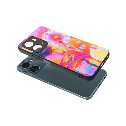 Cosmic Trinity sleek vivo y16 cover with tempered glass back and TPU edges