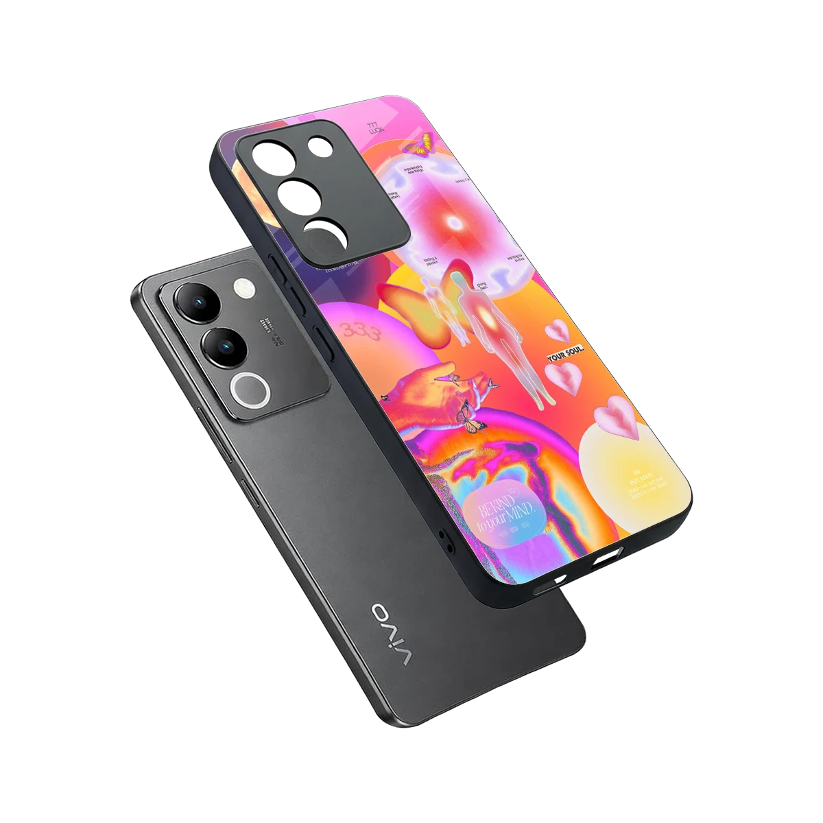 Cosmic Trinity sleek vivo y200 5g cover with tempered glass back and TPU edges