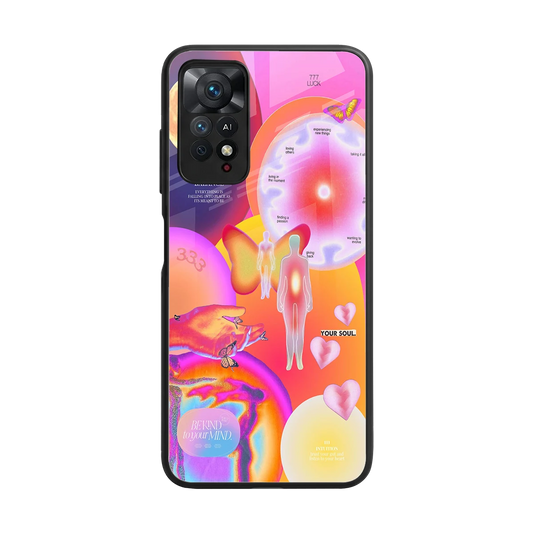 Cosmic Trinity back phone cover | glass case for redmi note 11 pro
