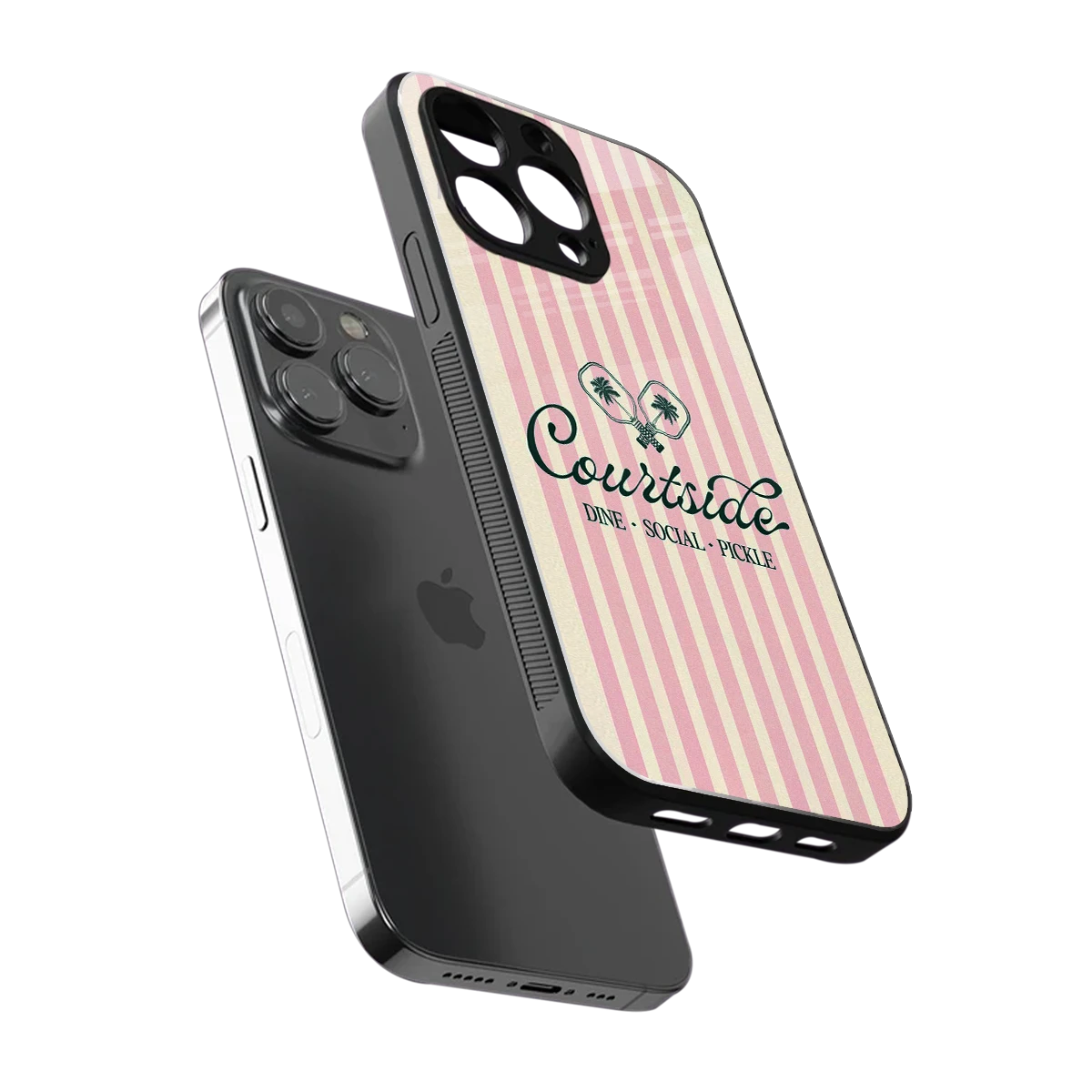 Courtside sleek iphone 13 pro cover with tempered glass back and TPU edges