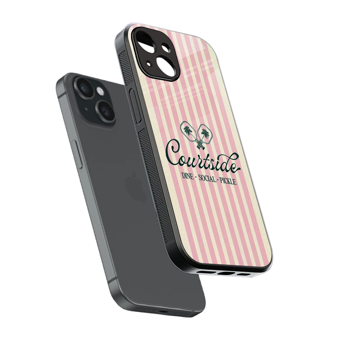 Courtside sleek iphone 15 cover with tempered glass back and TPU edges