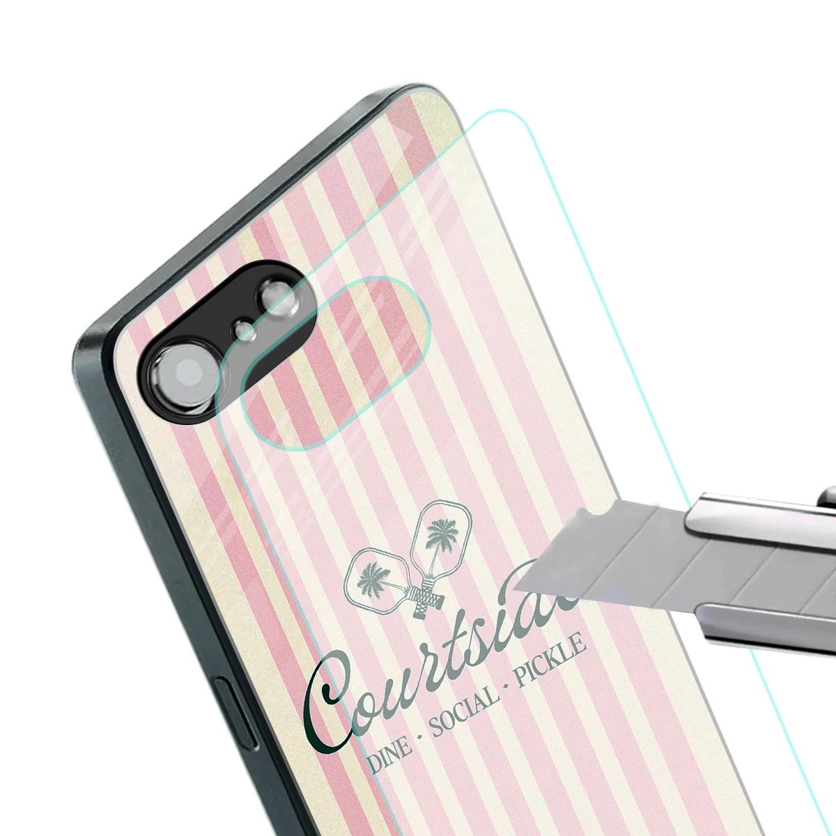 Courtside stylish phone case for iphone 16e | glossy glass and slim fit