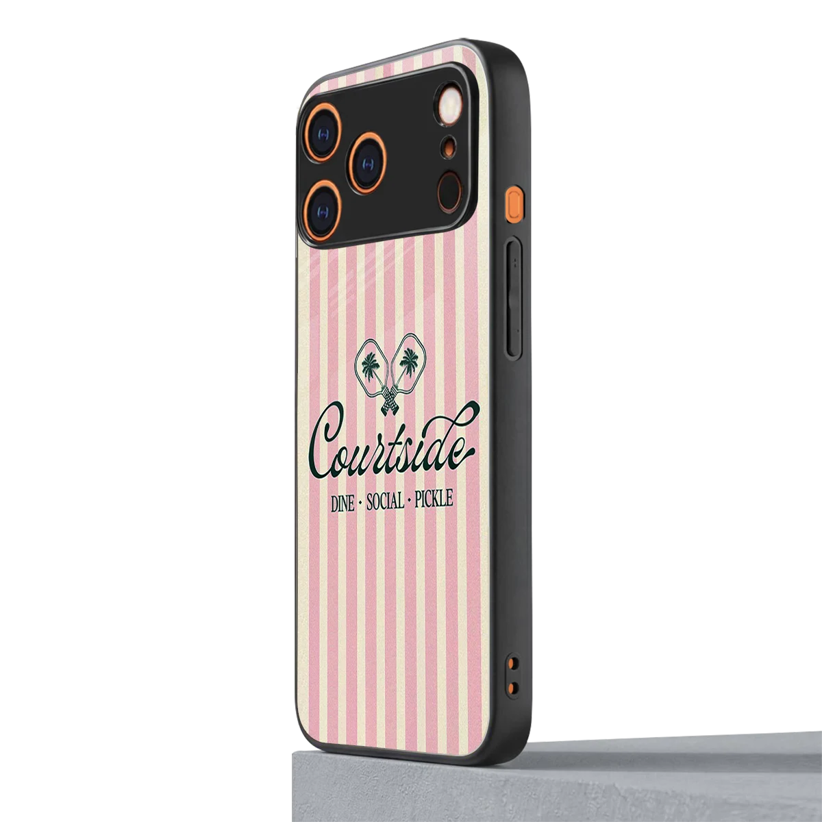 Courtside iphone 17 pro mobile cover | shockproof glass phone case