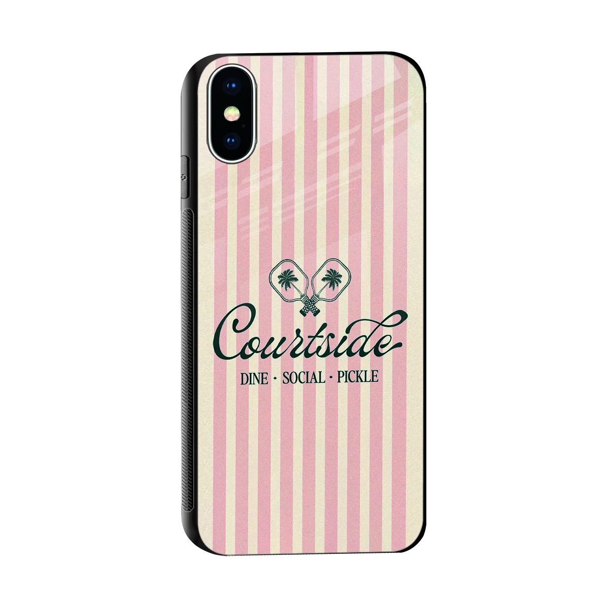 Courtside sleek iphone xs cover with tempered glass back and TPU edges