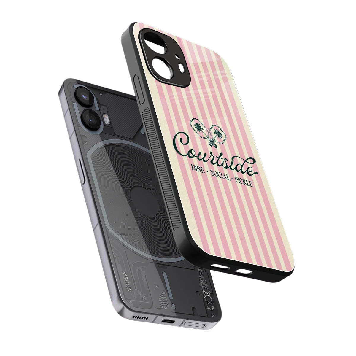 Courtside sleek nothing phone 2 cover with tempered glass back and TPU edges