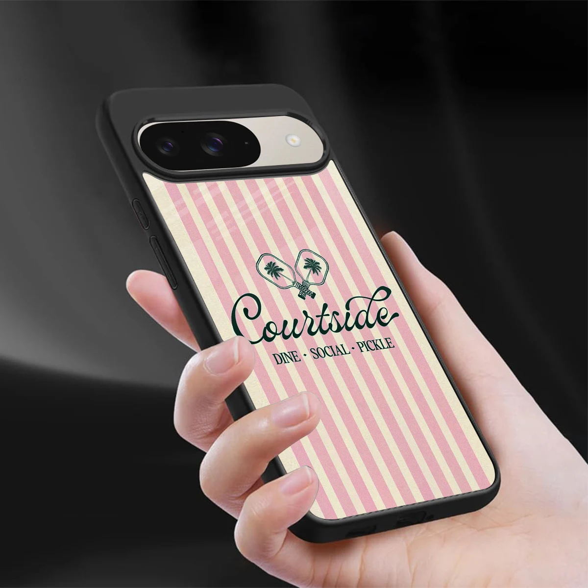 Courtside sleek google pixel 9 cover with tempered glass back and TPU edges