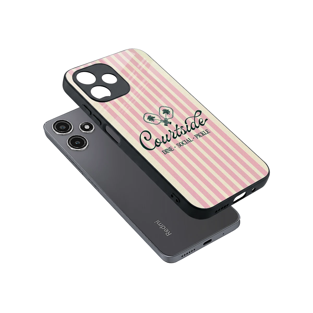 Courtside sleek redmi 12 5g cover with tempered glass back and TPU edges