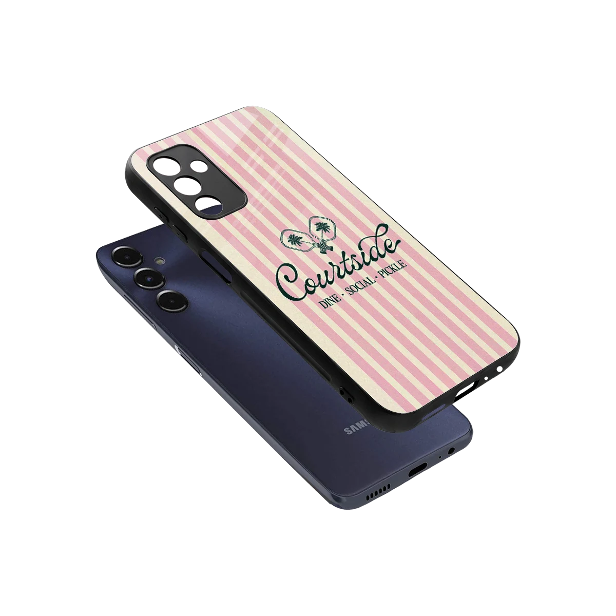 Courtside sleek samsung galaxy m14 5g cover with tempered glass back and TPU edges