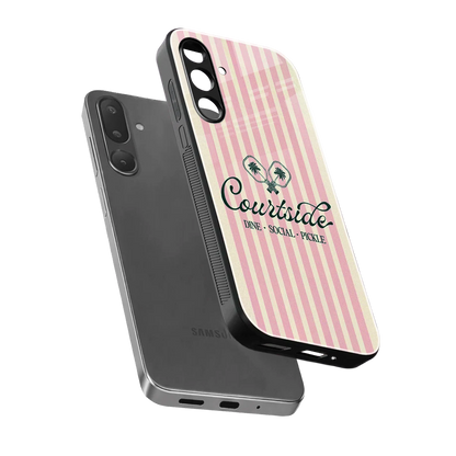 Courtside sleek samsung galaxy m56 5g cover with tempered glass back and TPU edges