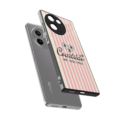 Courtside sleek vivo v30e cover with tempered glass back and TPU edges