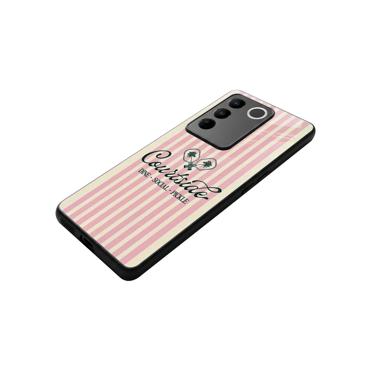 Courtside stylish phone case for vivo v27 5g | glossy glass and slim fit