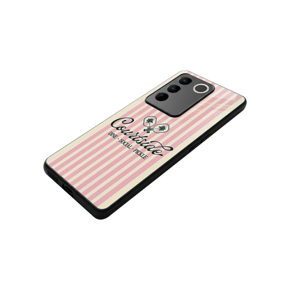 Courtside stylish phone case for vivo v27 5g | glossy glass and slim fit