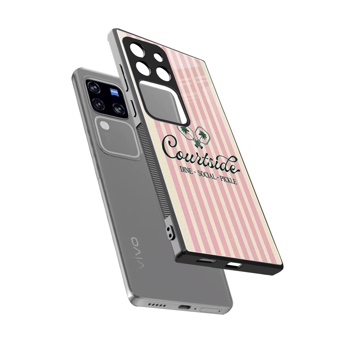 Courtside sleekvivo v30 pro cover with tempered glass back and TPU edges