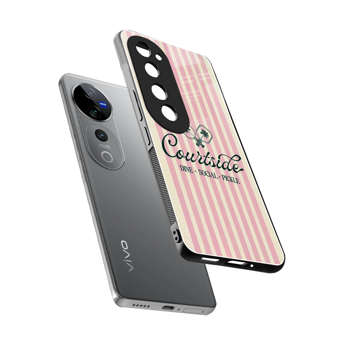 Courtside sleek vivo v40 pro cover with tempered glass back and TPU edges