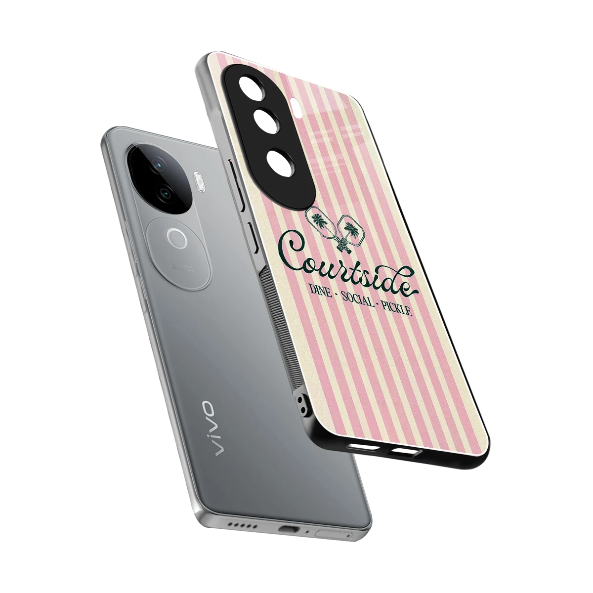 Courtside sleek vivo v40e cover with tempered glass back and TPU edges