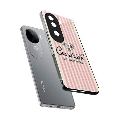 Courtside sleek vivo v40e cover with tempered glass back and TPU edges