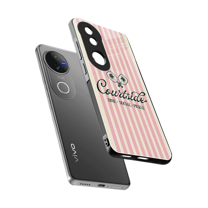 Courtside sleek vivo v50 cover with tempered glass back and TPU edges